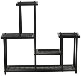 Outsunny Suport pentru plante cu 4 niveluri pentru interior și exterior , ideal pentru grădină, terasă, balcon, negru | Aosom Romania