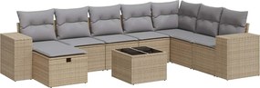 vidaXL Set canapele de grădină, 9 piese, cu perne, bej, poliratan