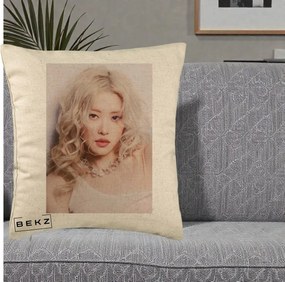 Perna Personalizata K-pop BLACKPINK Rose, 40x40 cm, Bej, Husa Detasabila, Perna Inclusa, BEKZ®