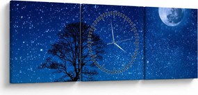 Tablou - Lupul urlând la lună (cu ceas) (90x30 cm)