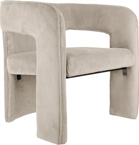 Fotoliu bej cu tapițerie din catifea reiată Vigor – Leitmotiv