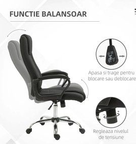 Vinsetto Scaun de Birou Ergonomic, Basculant și Captusit cu Înălțime Reglabilă, 62x76x110-119 cm, Negru | Aosom Romania