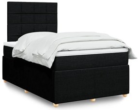 vidaXL Pat box spring cu saltea, negru, 120x200 cm, textil
