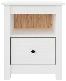 Noptiere, 2 buc., alb, 40x35x49 cm, lemn masiv de pin 2, Alb