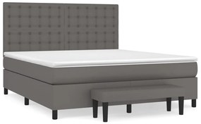 3137675 vidaXL Pat box spring cu saltea, gri, 160x200 cm, piele ecologică