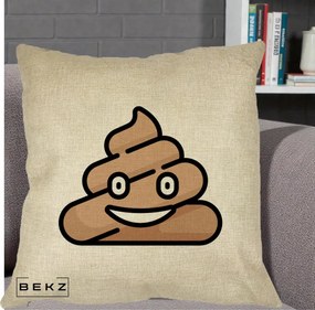 Perna Decorativa Emoji Poop Funny, 40x40 cm, Crem, Husa Detasabila, Perna Inclusa, BEKZ®