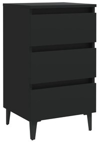 805907 vidaXL Noptieră cu picioare metalice, negru, 40x35x69 cm