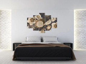 Tablou - Flori aurii pe fundal întunecat (150x105 cm)