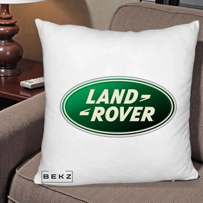 Perna Personalizata cu emblema Land Rover, 40x40 cm, Alb Pufos, Husa Detasabila, Perna Inclusa, BEKZ®
