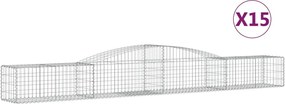 vidaXL Coșuri gabion arcuite 15 buc, 400x50x40/60 cm, fier galvanizat