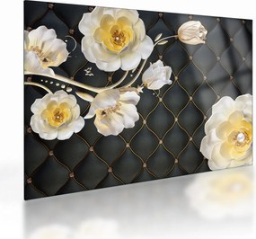 Tablou pe sticlă - Imagine cu flori de trandafir alb (70x50 cm)
