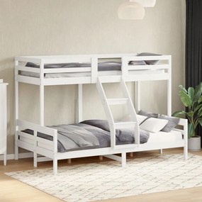 vidaXL Pat supraetajat, 80x200/120x200 cm, alb, lemn masiv de pin