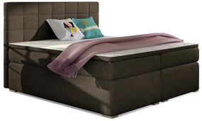 Pat matrimonial Boxspring 180 cm Abbie (maro) (cu saltele). 1027426