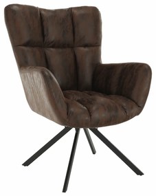 Fotoliu de design rotativ, maro ţesătură cu efect de piele întoarsă/negru, KOMODO