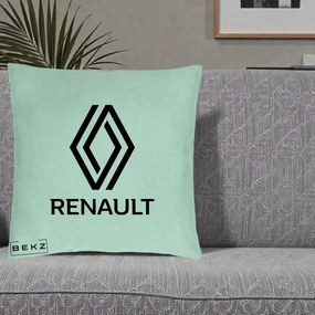 Perna Personalizata cu emblema Renault, 40x40 cm, Verde Menta, Husa Detasabila, Perna Inclusa, BEKZ®