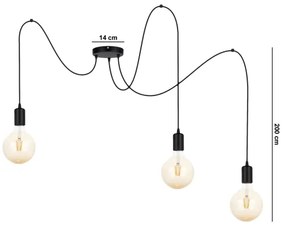 Lustră pe cablu MIROS 3xE27/60W/230V neagră