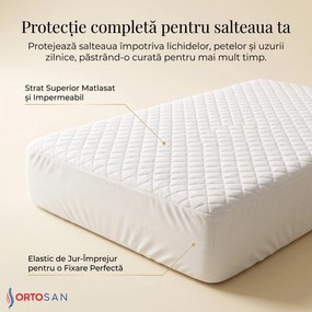 Topper saltea spuma cu memorie 40D infuzata cu gel, husa detasabila, Alb
