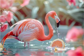 Tablou - Flamingo în iaz (90x60 cm)