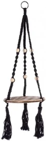 Suport peruvian suspendat pentru ghiveci, negru, diametrul 25 cm.