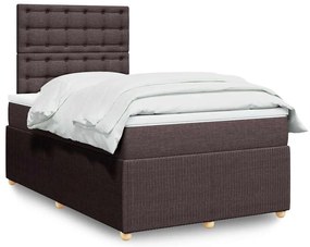 vidaXL Pat box spring cu saltea, maro închis, 120x200 cm, textil
