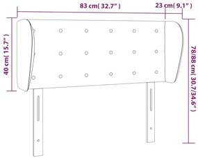 Tablie de pat cu aripioare gri inchis 83x23x78 88 cm catifea 1, Morke gra, 83 x 23 x 78 88 cm