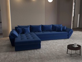 Colțar extensibil dumonde cu ladă de depozitare si sezut confortabil din spuma high-density, Loana XL Royal Albastru 335x185 cm