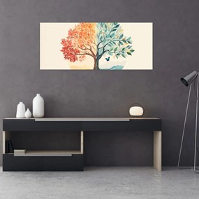 Tablou – Arbore dual cu fluture (120x50 cm)