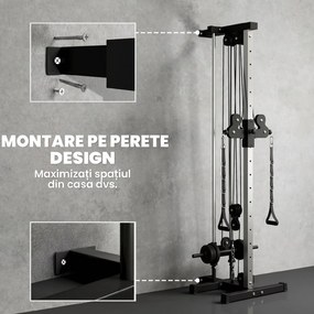 SPORTNOW Aparat Lat Machine Da Perete Con Scripete Regolabili, Încărcare Greutăți Reglabil | Aosom Romania