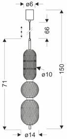 Pendul cu cablu PUMA LED/15W/230V, diam. 14 cm, negru