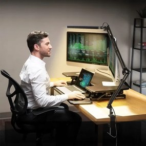 Lampă de birou LED reglabilă cu clemă, 10W, 5V, 3000/4000/6000K, neagră