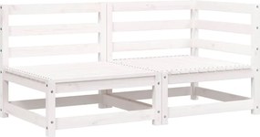 vidaXL Canapea de grădină cu 2 locuri, alb, lemn masiv de pin