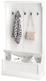 HOMCOM Mobilier de intrare cu banc cuier 3 în 1, 5 cârlige, banc de depozitare pentru sufragerie, coridor 96 x 34 x 179,7 cm crem | Aosom Romania