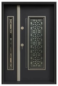 Usa metalica dubla de exterior cu izolatie si vizor Novo Doors NDS1001, Din compozit, 2 yale, Kit complet, Pentru case (Sens deschidere: Stanga)