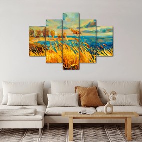 Tablou - Apus de soare peste lac, pictură acrilică (150x105 cm)