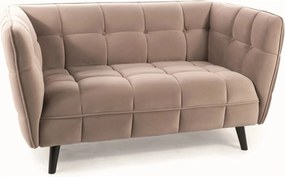 Canapea CASTELLO 2, bej/wenge, stofa catifelata/lemn, 145x85x78 cm