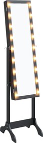 vidaXL Oglindă de sine stătătoare cu LED, negru, 34x37x146 cm