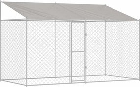 vidaXL Cușcă pentru câini cu acoperiș Argintiu 400 x 200 x 256 cm