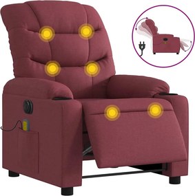 vidaXL Fotoliu electric de masaj rabatabil, roșu vin, textil
