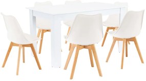 Set de masă Zara 6+1 alb-alb