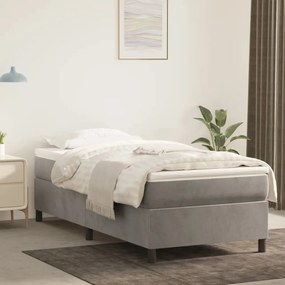 3121102 vidaXL Cadru de pat box spring, gri deschis, 100x200 cm, catifea