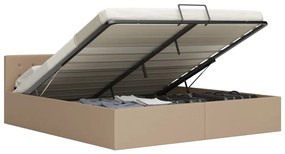 vidaXL Cadru pat hidraulic, depozitare cappuccino 180x200 cm piele eco