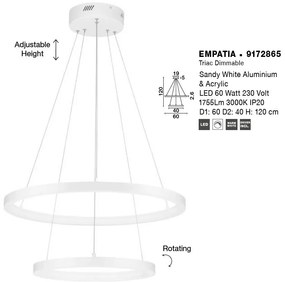 Lustra LED dimabila design circular EMPATIA D-60cm