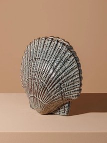 Vaza decorativa gri din ceramica in forma de scoica Pecten