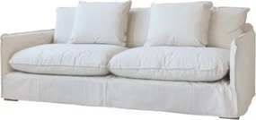 Canapea 3 locuri din in crem în dungi latte, cu husă detașabilă și 5 perne de spătar, 75 x 220 x 95 cm, „Malo”