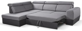Canapea colțar extensibilă în L MATRIX gri cu spațiu de depozitare, stânga