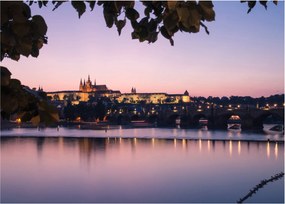 Tablou pe sticlă cu palatul din Praga și Vltava (70x50 cm)