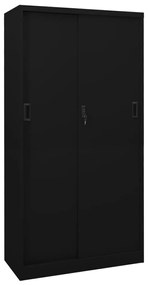 vidaXL Dulap de birou cu ușă glisantă, negru, 90x40x180 cm, oțel