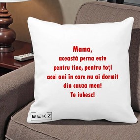 Cadou pentru Mama - Perna Personalizata Perna pentru Mama, 40x40 cm, Alba Mata, Husa Detasabila, Perna Inclusa, BEKZ®