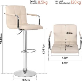 MIADOMODO Scaun de bar 2pcs, cu brațe, bej