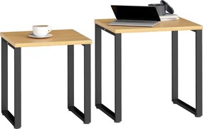 HOMCOM Set 2 mese de cafea pentru living cu cadru metalic, lemn natural | Aosom Romania